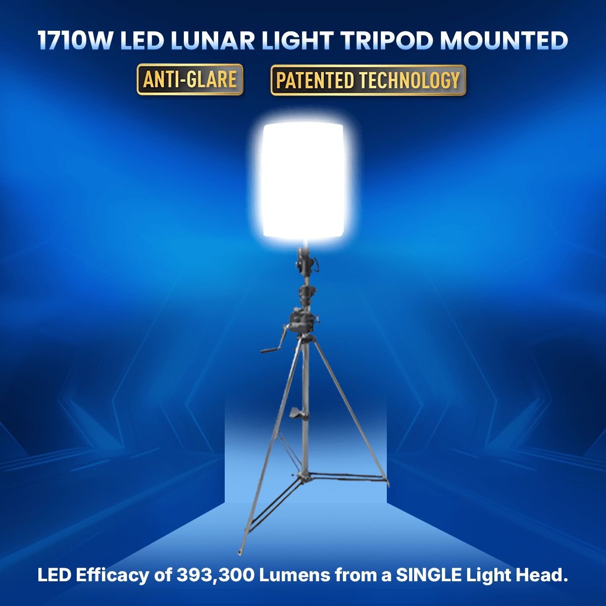 1710W LED Lunar Light Tripod Mounted, providing high-efficiency anti-glare lighting for flexible use in various outdoor and industrial settings.